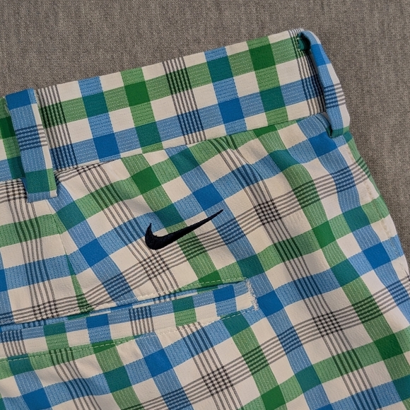Nike Golf Plaid Shorts Men's 38 Blue Green Dri-Fit - Picture 10 of 15